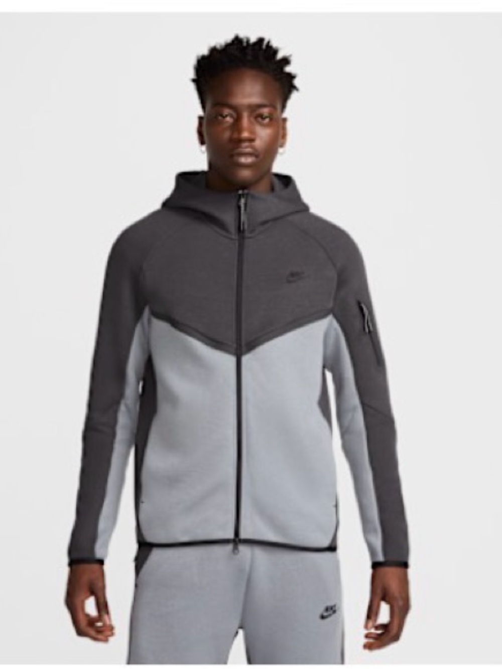 Nike Men’s Two-Tone Dark Gray & Light Gray SET Full-Zip Hoodie/matching joggers.